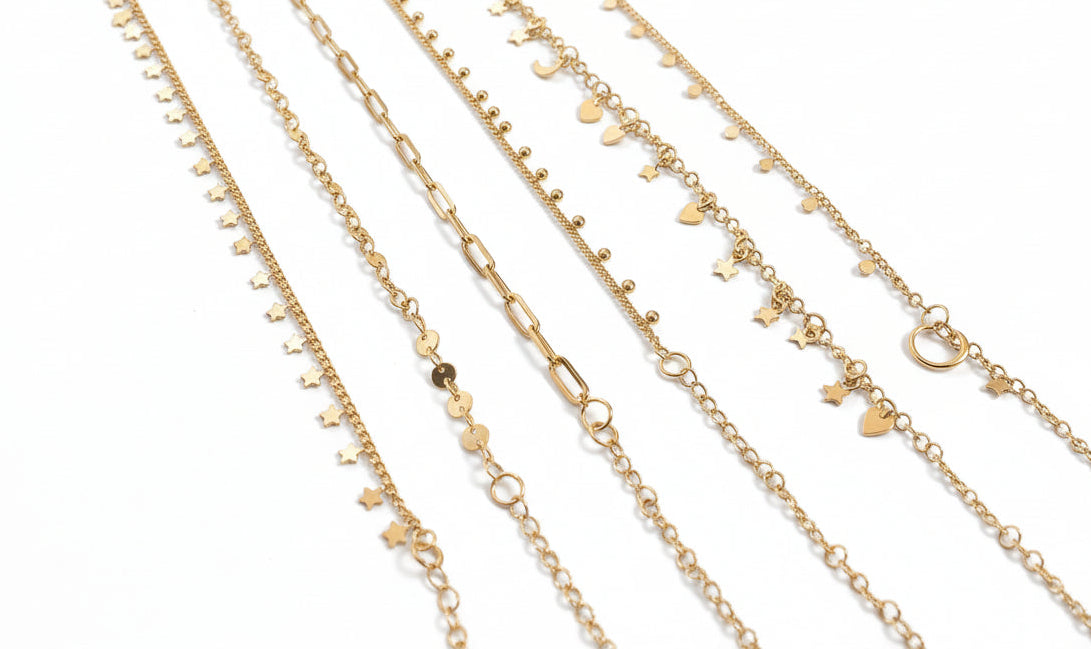 Moon Star Choker /Gold Star Choker / Sequin Disc Necklace / Staple Chain