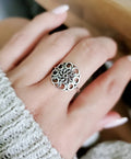 Sterling Silver Mandala Ring - view 2