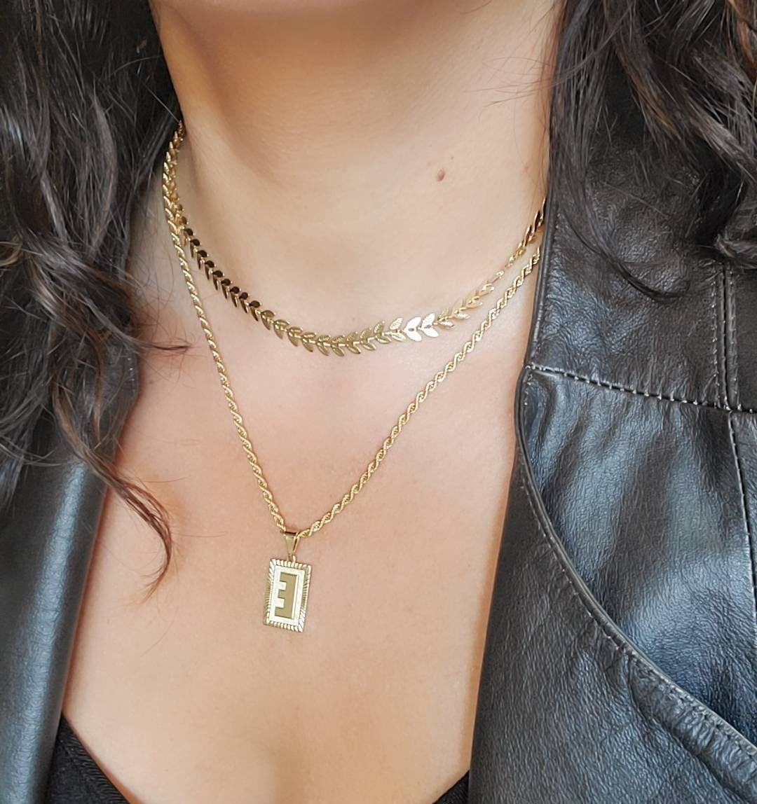Gold Olive Leaf Choker Chain Necklace - view 4
