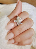 Sterling Silver Natural Mother of Pearl Turtle Ring - view 6
