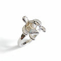 Sterling Silver Natural Mother of Pearl Turtle Ring - view 7