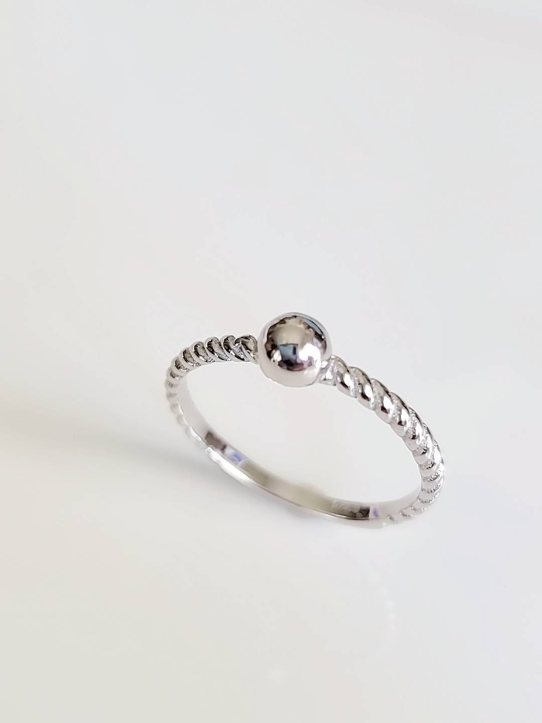 Sterling Silver Single Beaded Ring - view 5