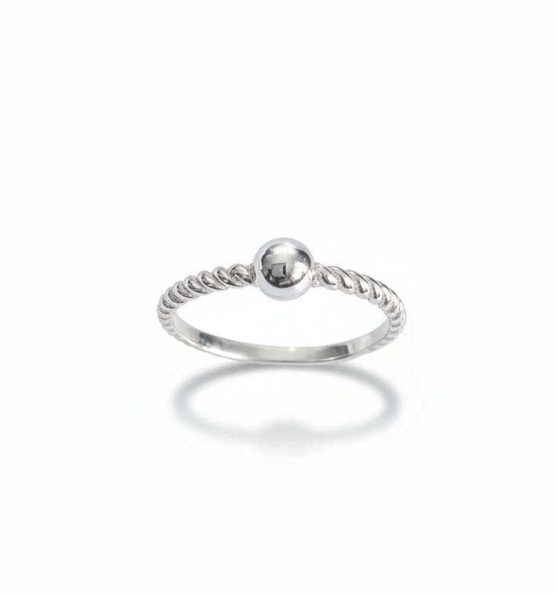 Sterling Silver Single Beaded Ring