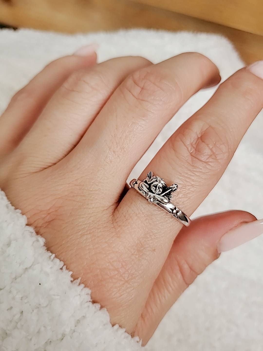 Sterling Silver Spiritual Angel Ring - view 4