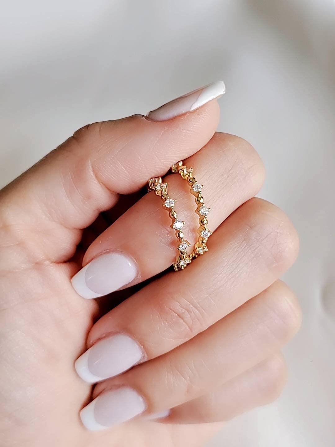 Sterling Silver Gold Eternity Band Ring - view 7