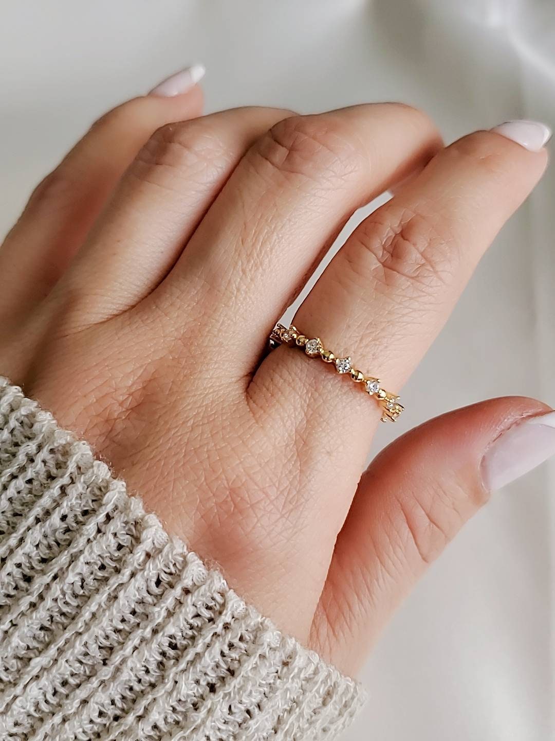 Sterling Silver Gold Eternity Band Ring - view 9