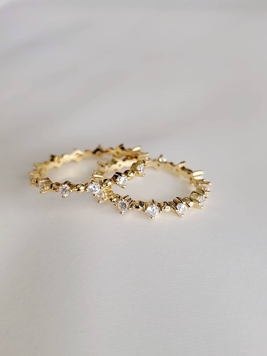 Sterling Silver Gold Eternity Band Ring - view 6