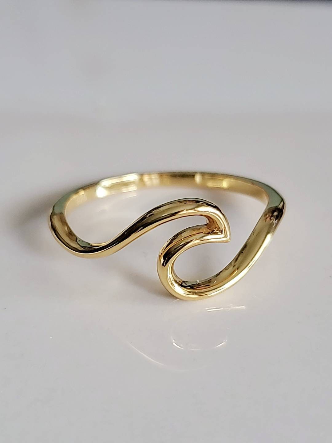 Sterling Silver Gold Wave Inspired Gold Ring - view 4
