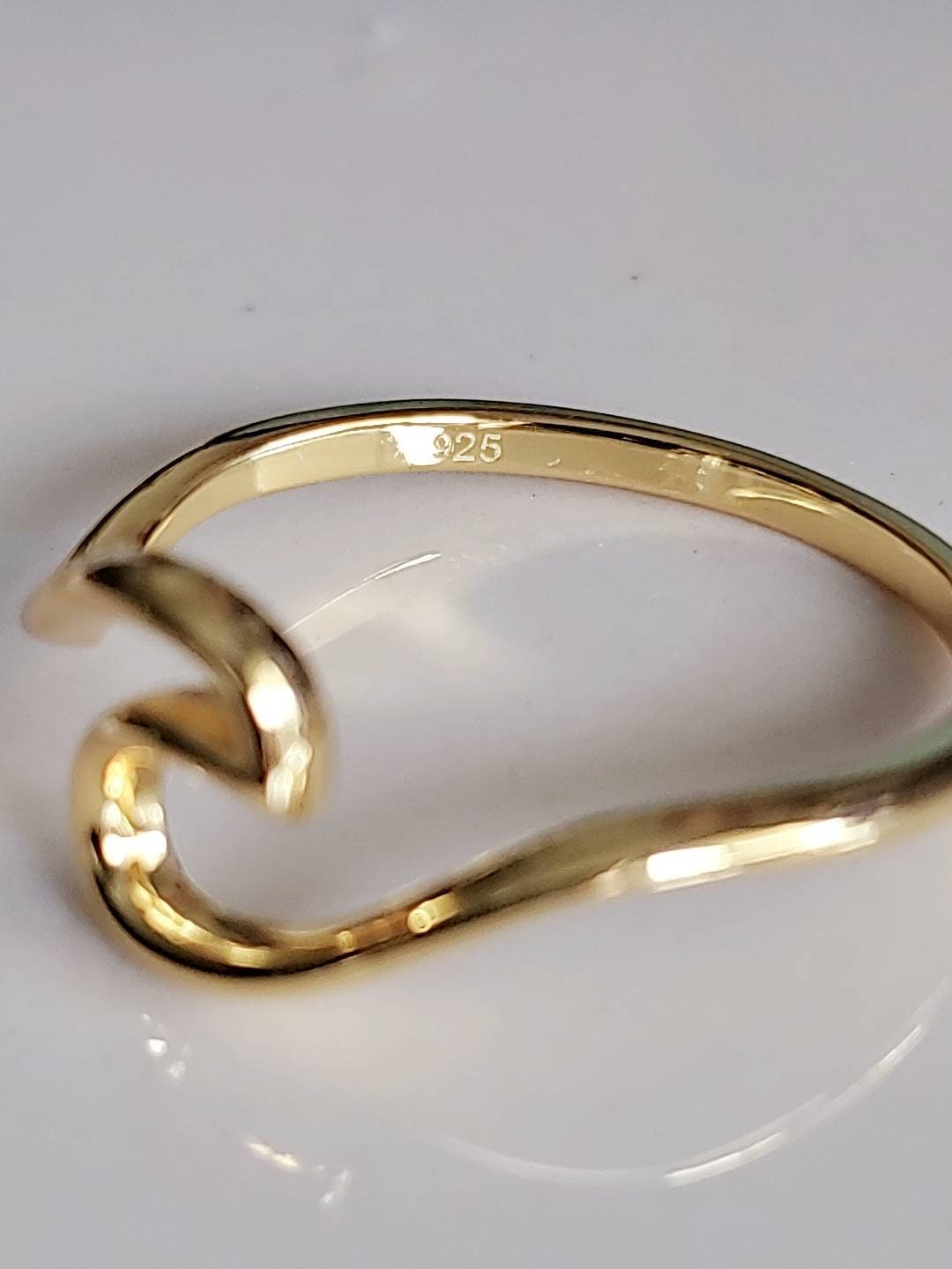 Sterling Silver Gold Wave Inspired Gold Ring - view 5