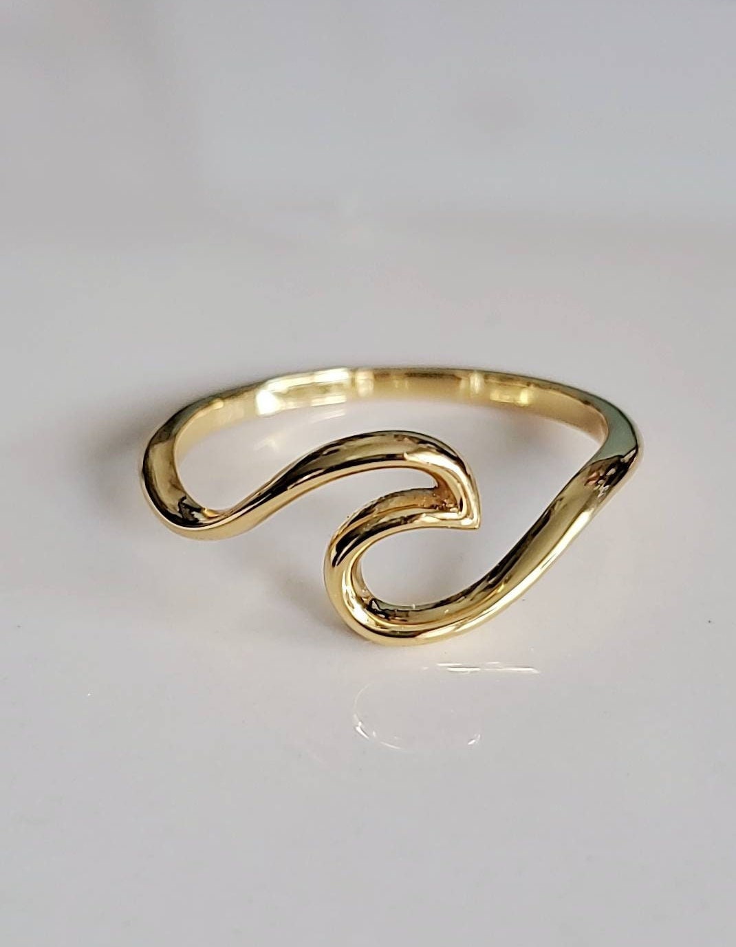 Sterling Silver Gold Wave Inspired Gold Ring