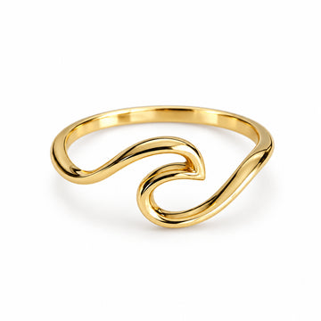Sterling Silver Gold Wave Inspired Gold Ring