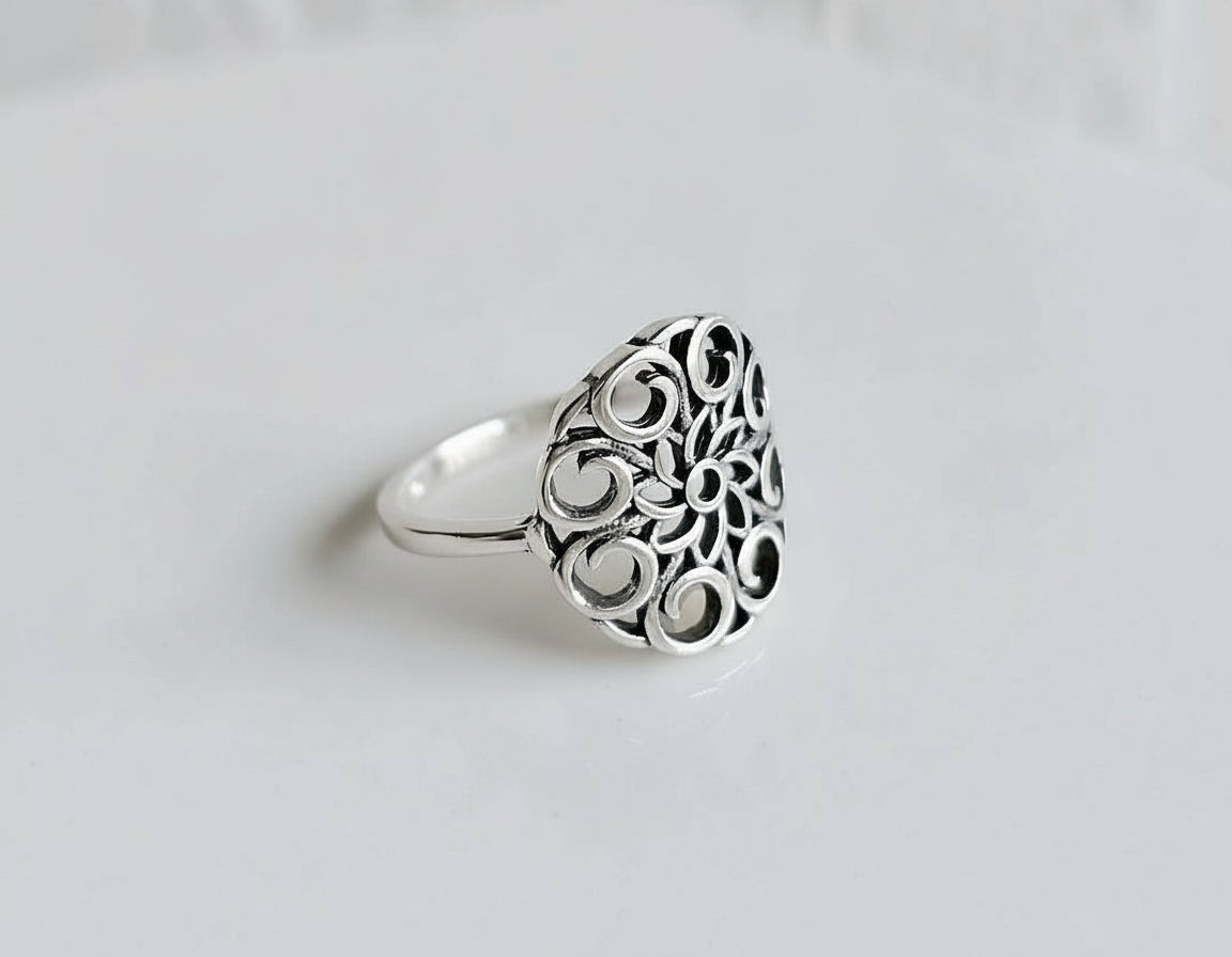 Sterling Silver Mandala Ring - view 5