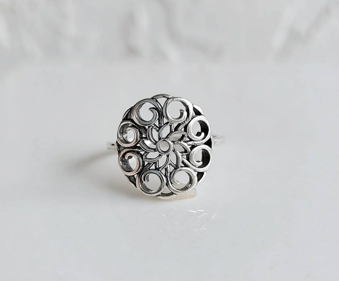 Sterling Silver Mandala Ring - view 8