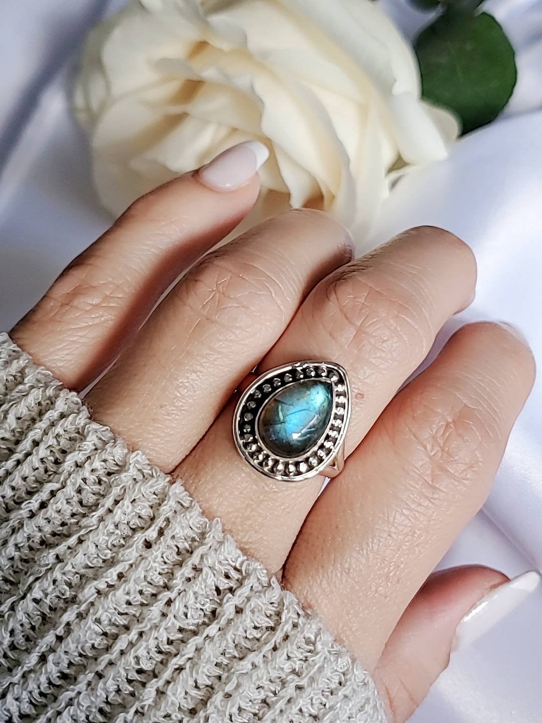Labradorite Teardrop Ring - view 3