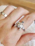 Sterling Silver Natural Mother of Pearl Turtle Ring - view 4