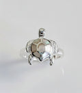 Sterling Silver Natural Mother of Pearl Turtle Ring - view 3