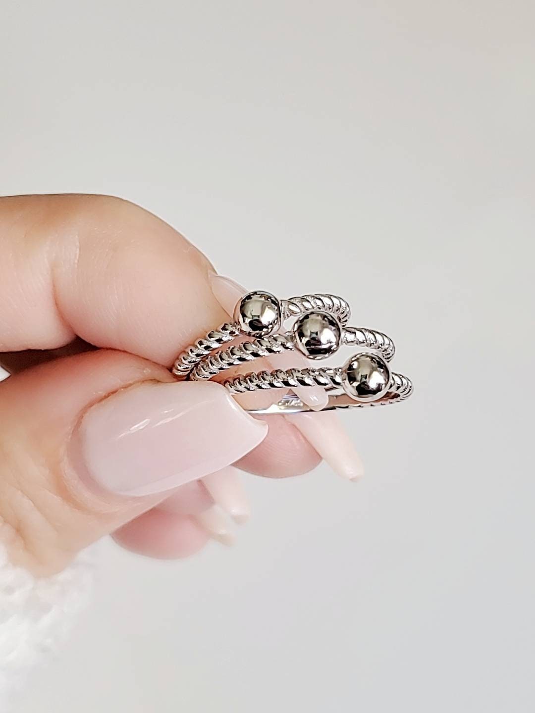 Sterling Silver Single Beaded Ring - view 7