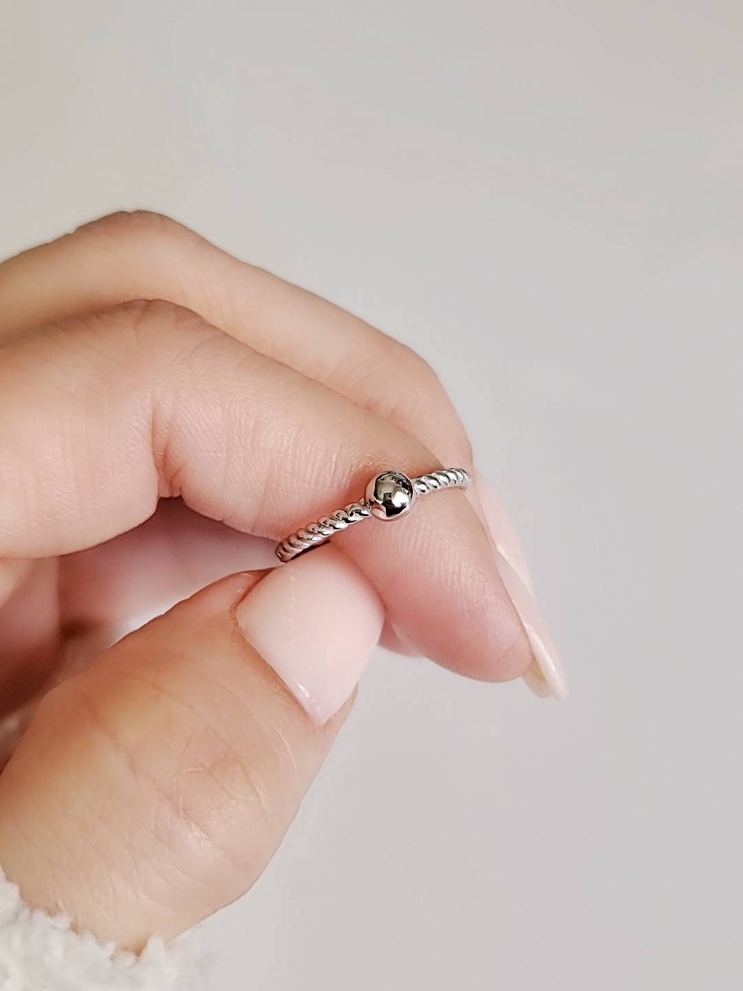 Sterling Silver Single Beaded Ring - view 10