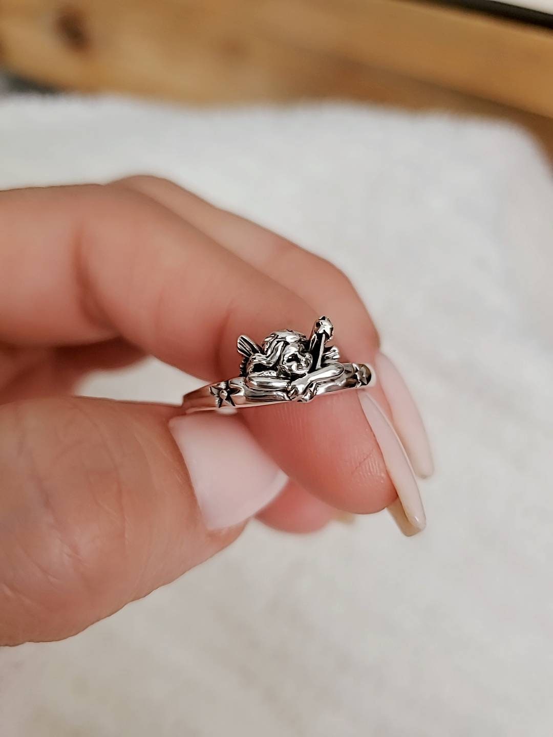 Sterling Silver Spiritual Angel Ring - view 3