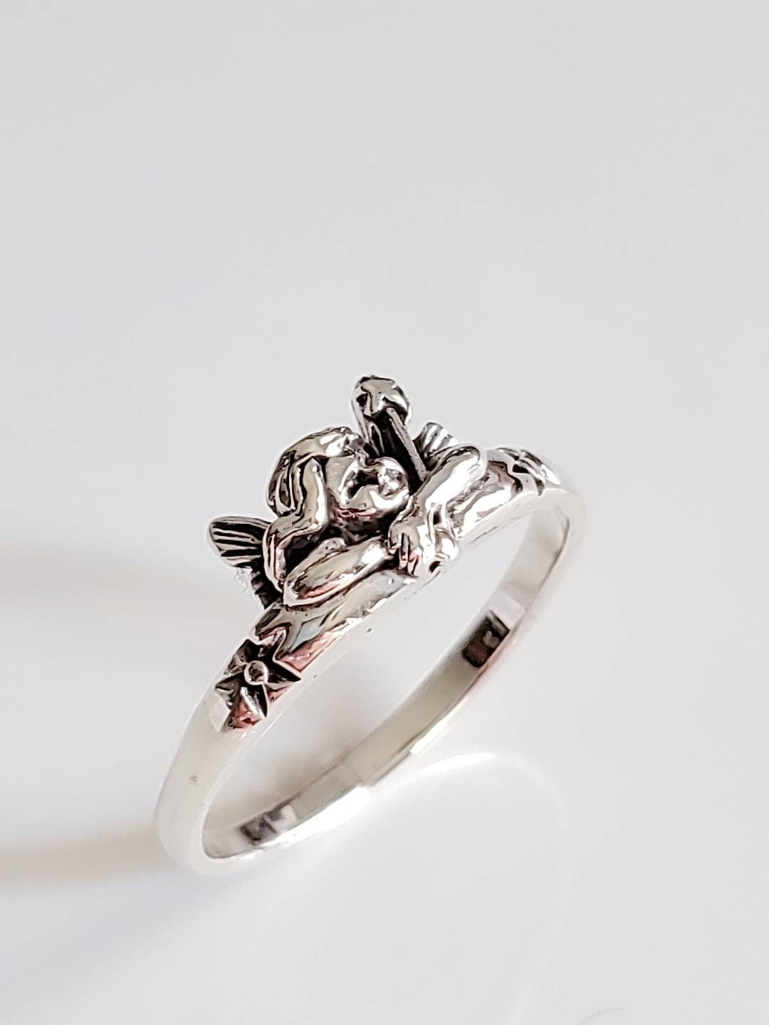 Sterling Silver Spiritual Angel Ring - view 7