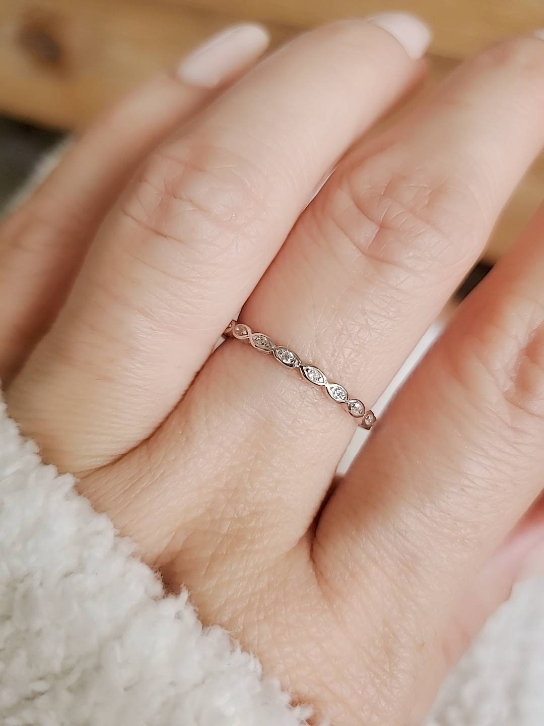 Marquise Sterling Silver Ring in Gold, Silver, or Rose Gold - view 3