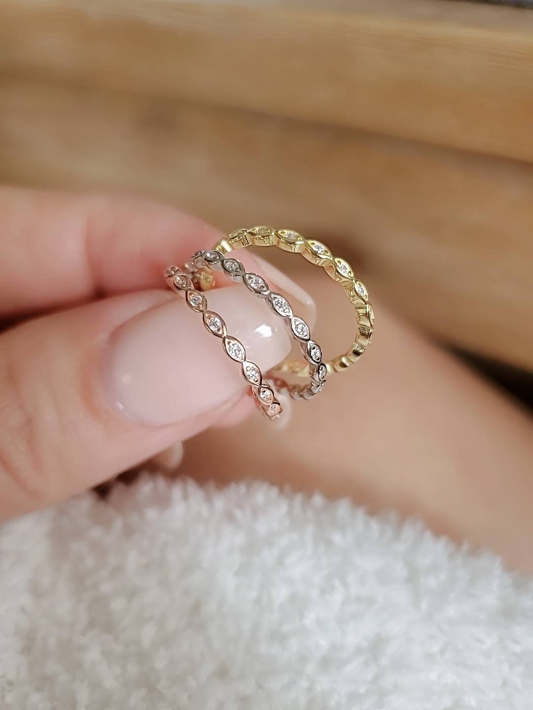 Marquise Sterling Silver Ring in Gold, Silver, or Rose Gold - view 2