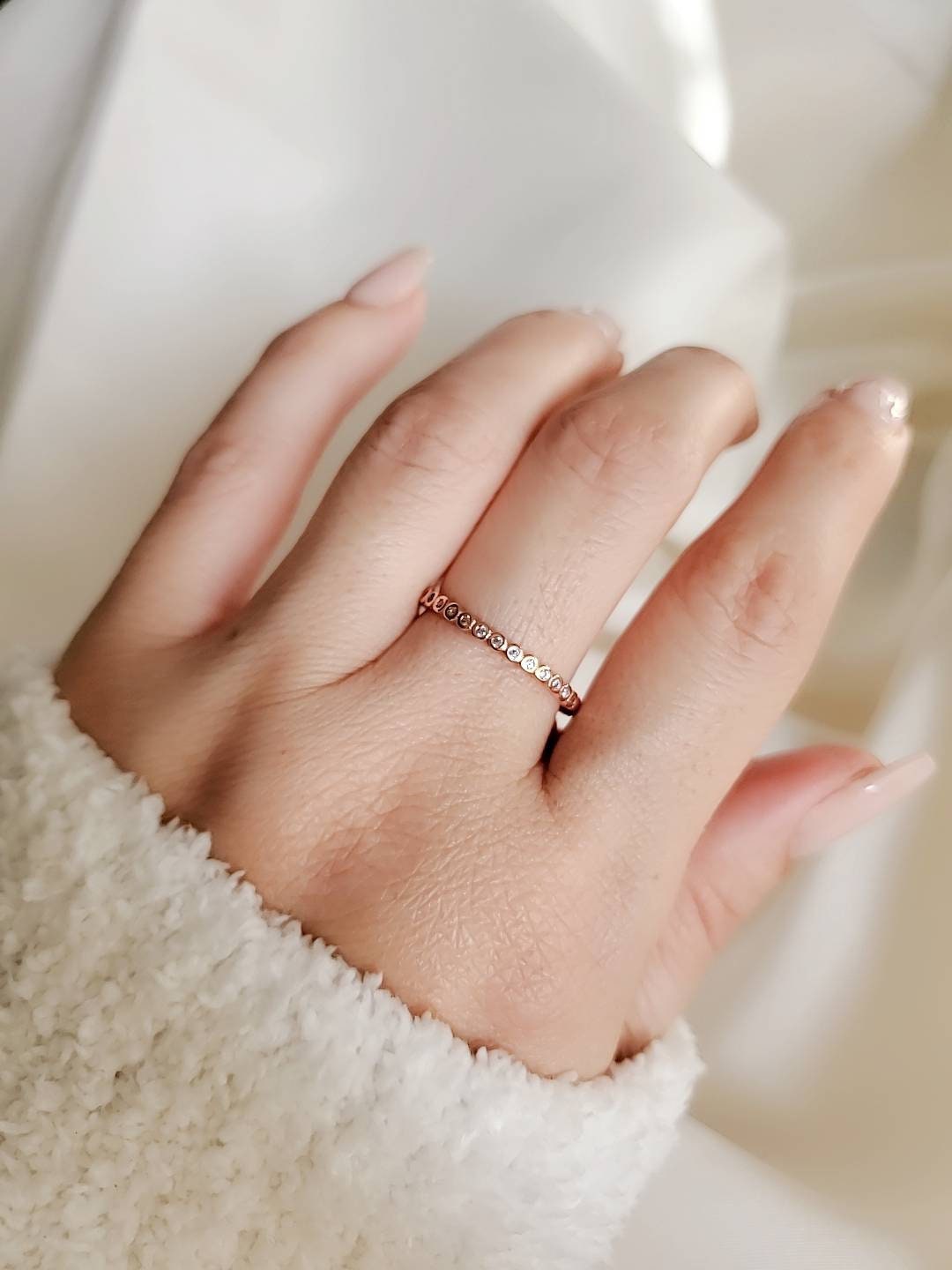 Sterling Silver Rose Gold Eternity 925 Ring - view 8