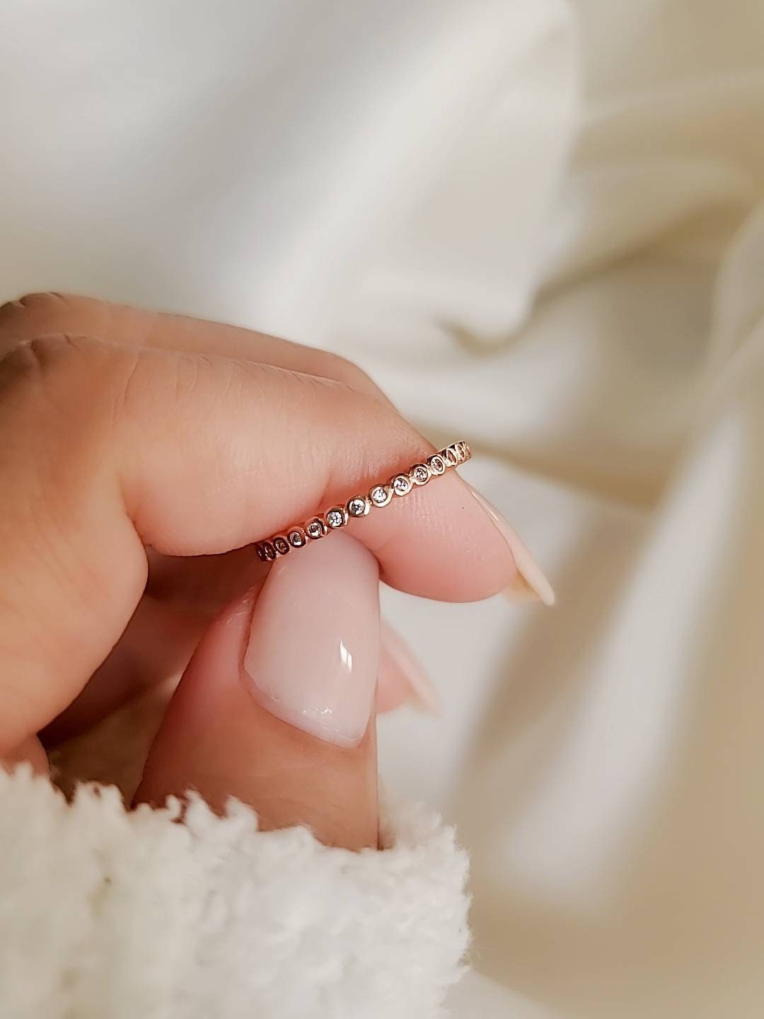 Sterling Silver Rose Gold Eternity 925 Ring - view 4