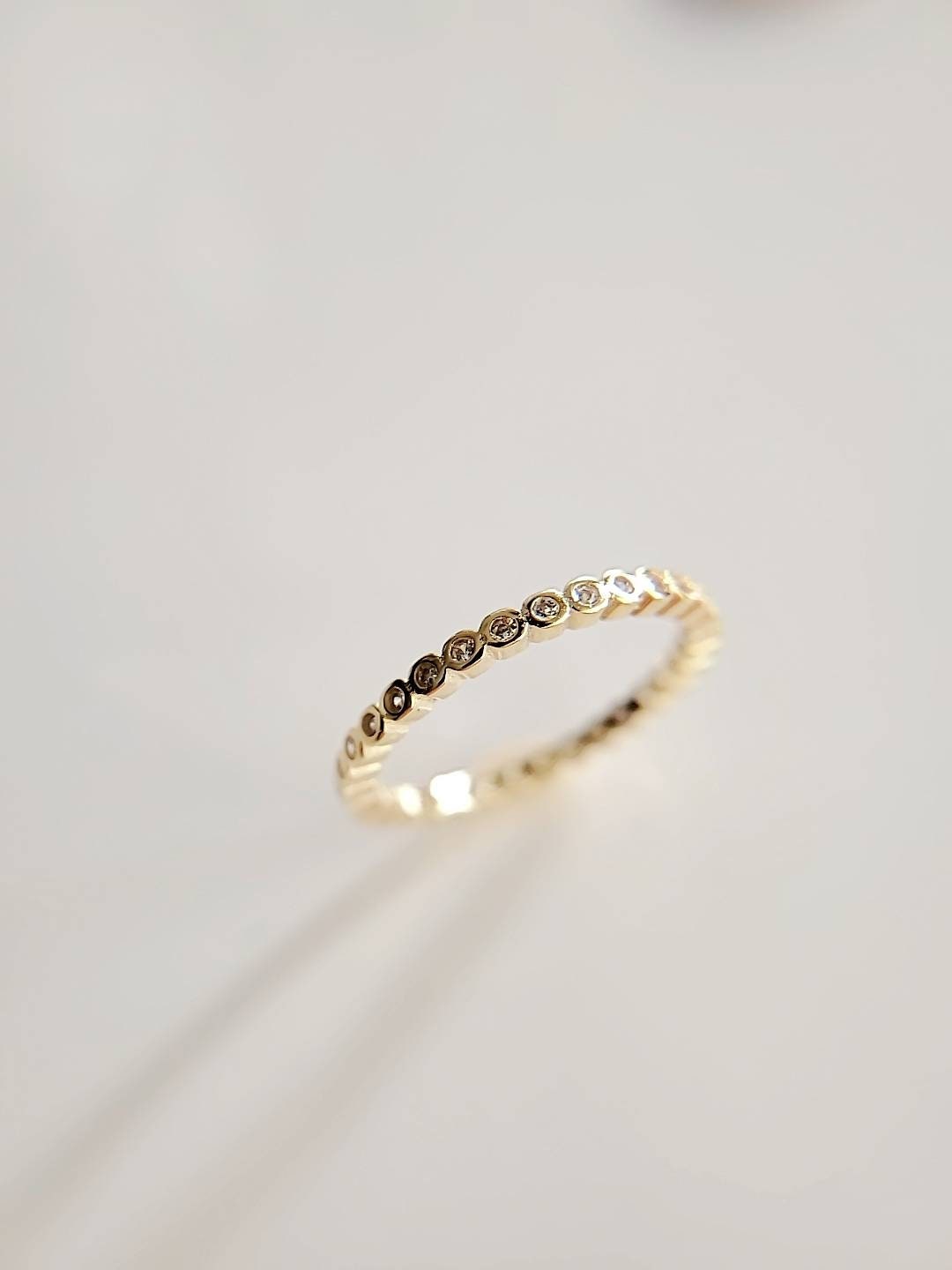 Sterling Silver Dainty Eternity Gold Plated Ring - view 6