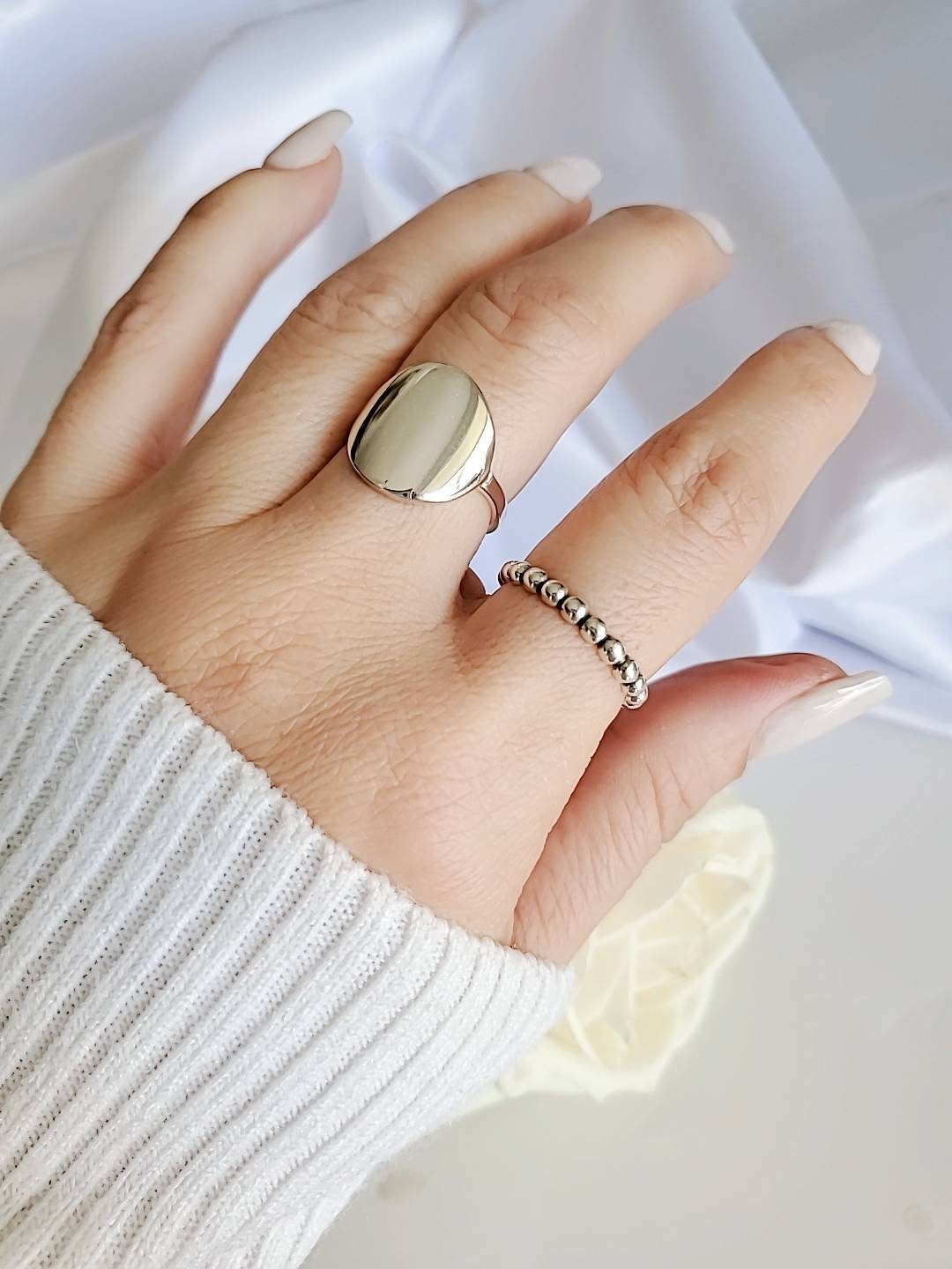 Sterling Silver Beaded Band - view 10