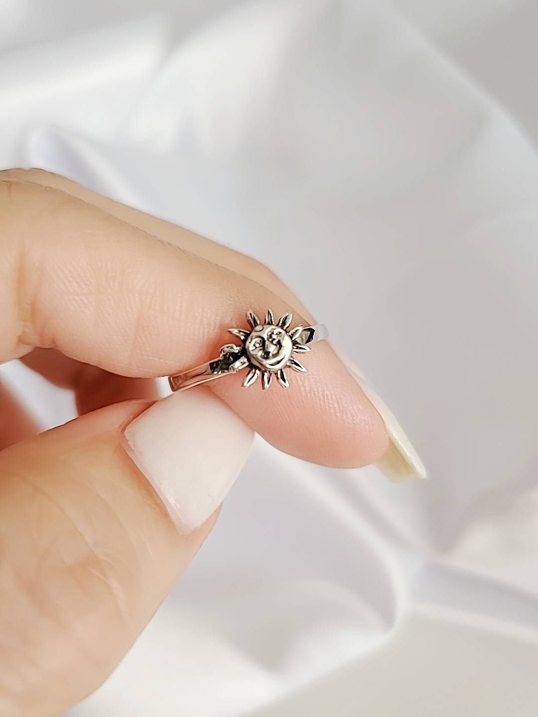 Sterling Silver Dainty Sun Ring - view 4