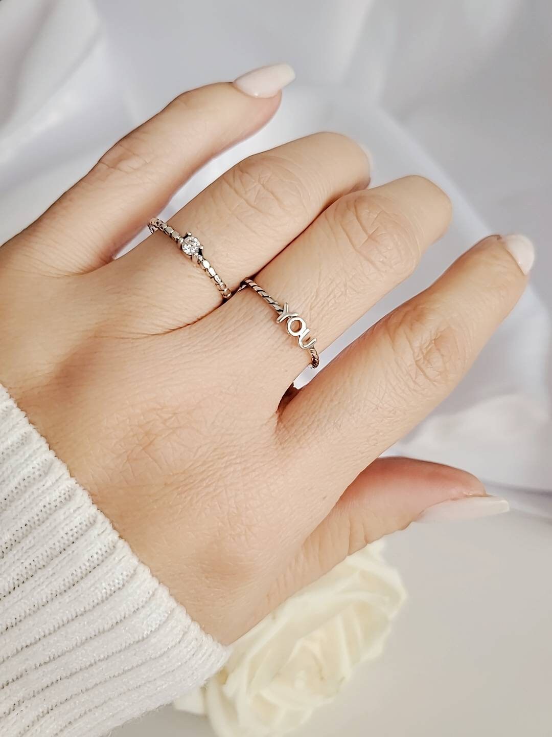 "You" Sterling Silver Ring - view 8