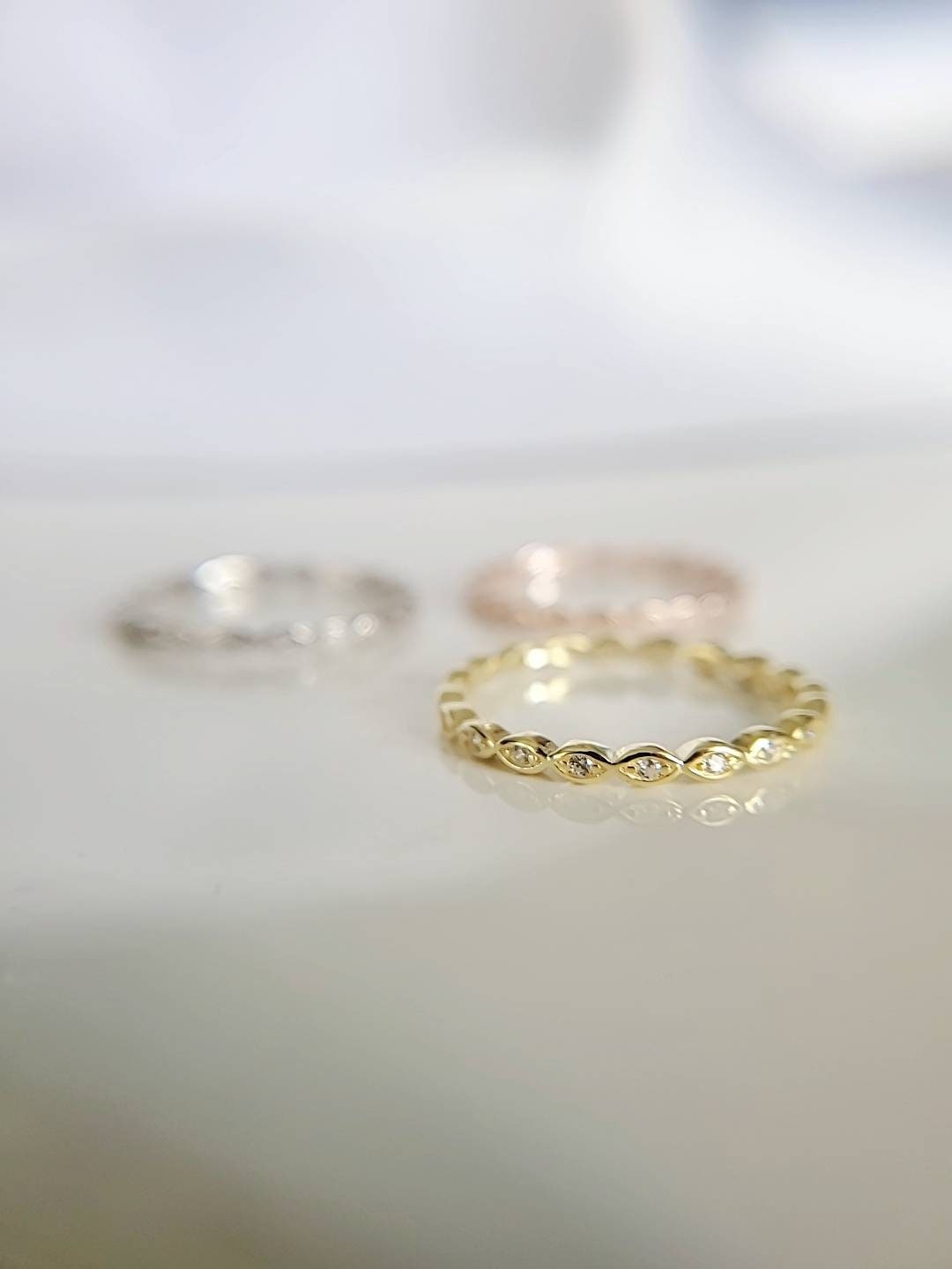 Marquise Sterling Silver Ring in Gold, Silver, or Rose Gold - view 7