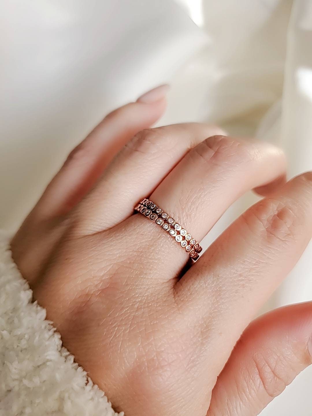 Sterling Silver Rose Gold Eternity 925 Ring - view 3