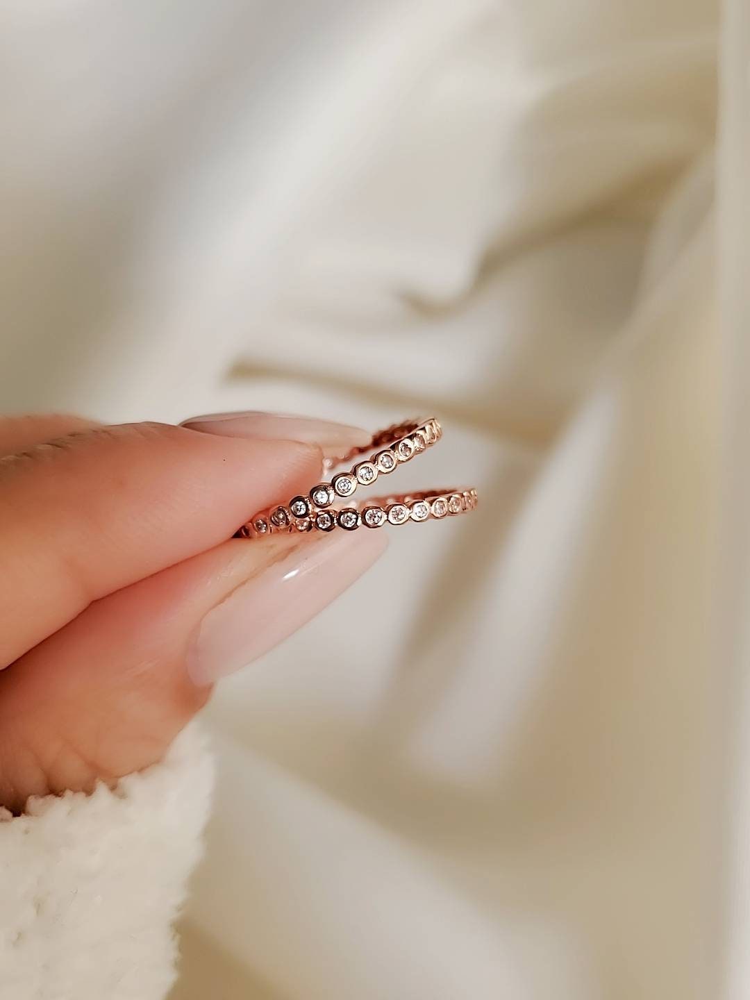 Sterling Silver Rose Gold Eternity 925 Ring - view 5