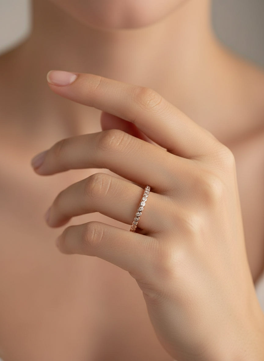 Sterling Silver Rose Gold Eternity 925 Ring