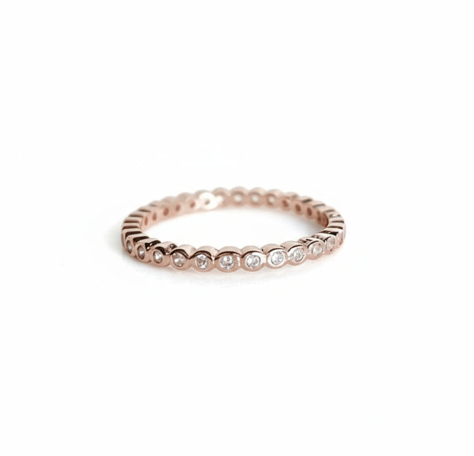 Sterling Silver Rose Gold Eternity 925 Ring