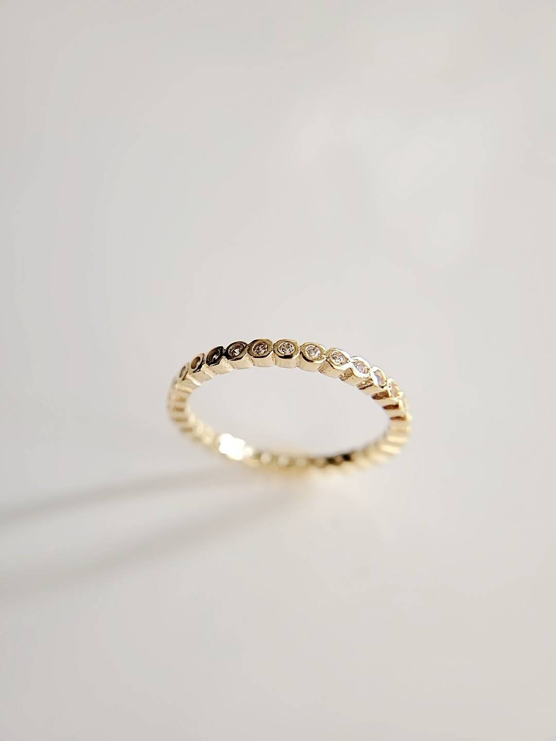 Sterling Silver Dainty Eternity Gold Plated Ring - view 2