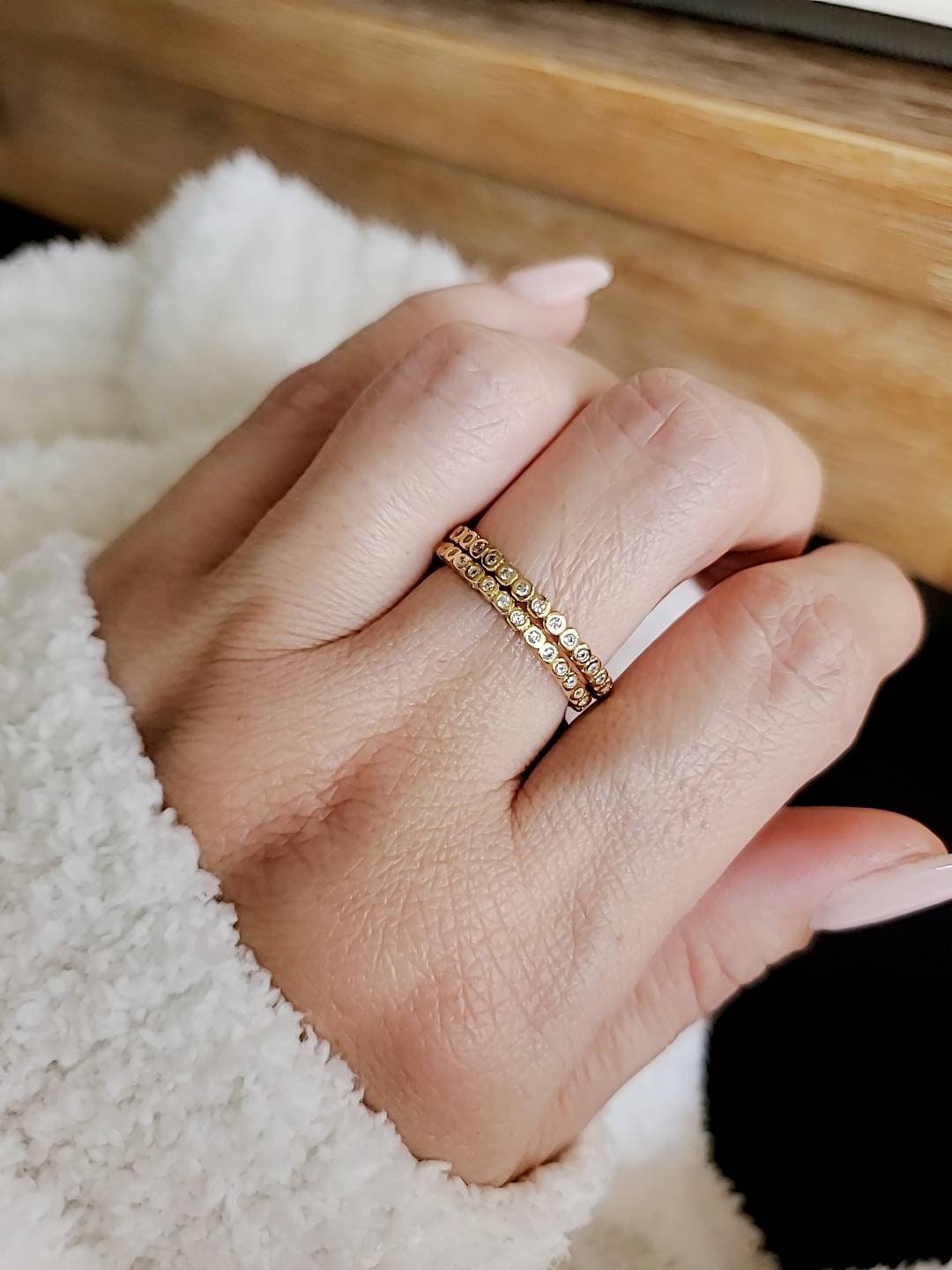 Sterling Silver Dainty Eternity Gold Plated Ring - view 7