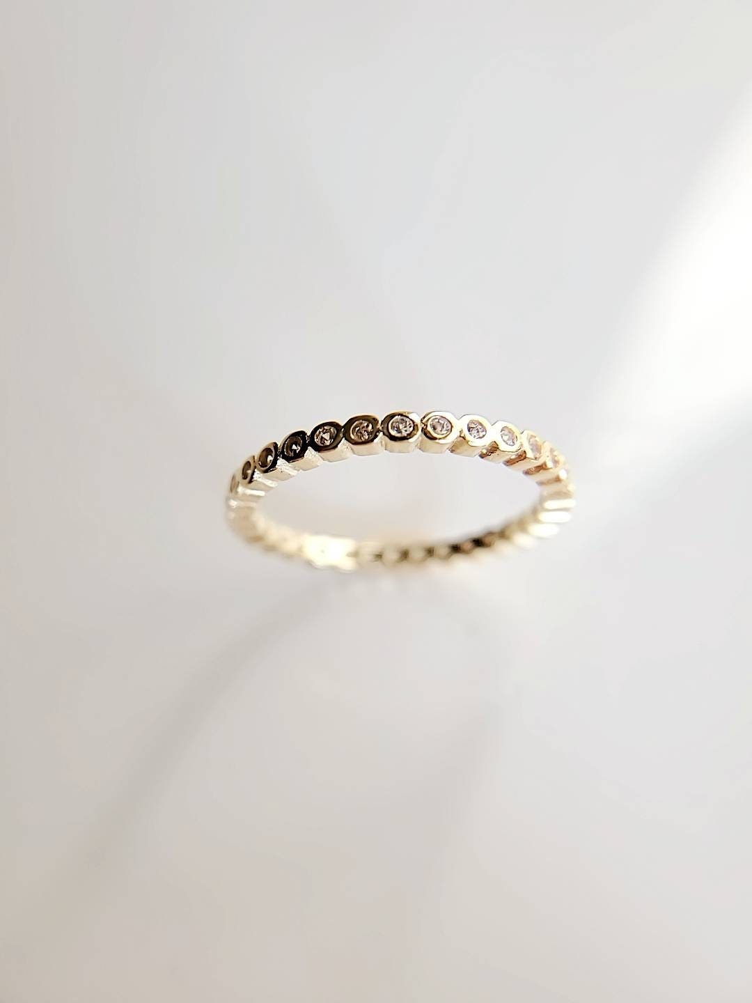 Sterling Silver Dainty Eternity Gold Plated Ring - view 4