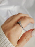Sterling Silver Minimalist Chevron Ring - view 8