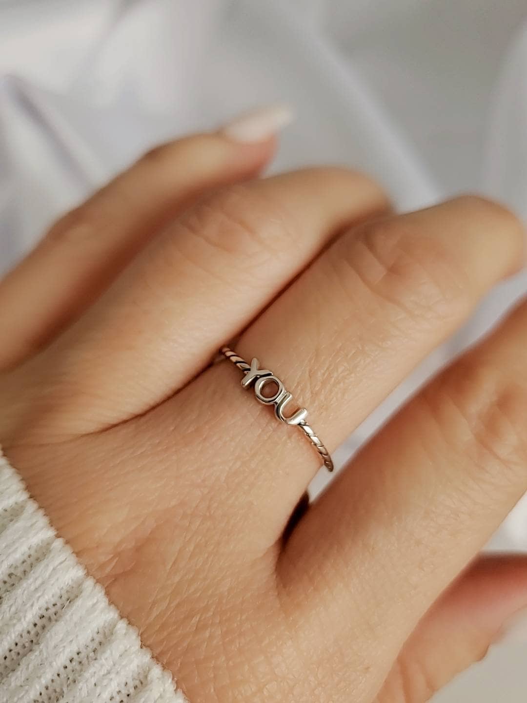 "You" Sterling Silver Ring - view 4