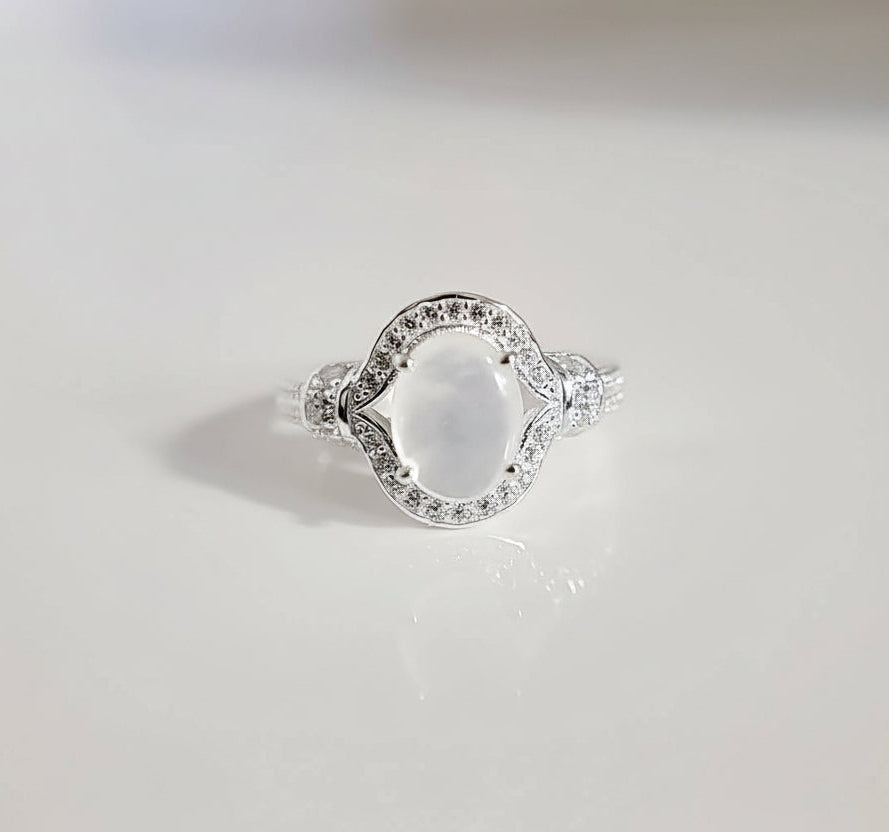 Sterling Silver Mother of Pearl Halo Ring - view 3