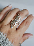 Sterling Silver 925 Shield Leaf Bold Ring - view 4