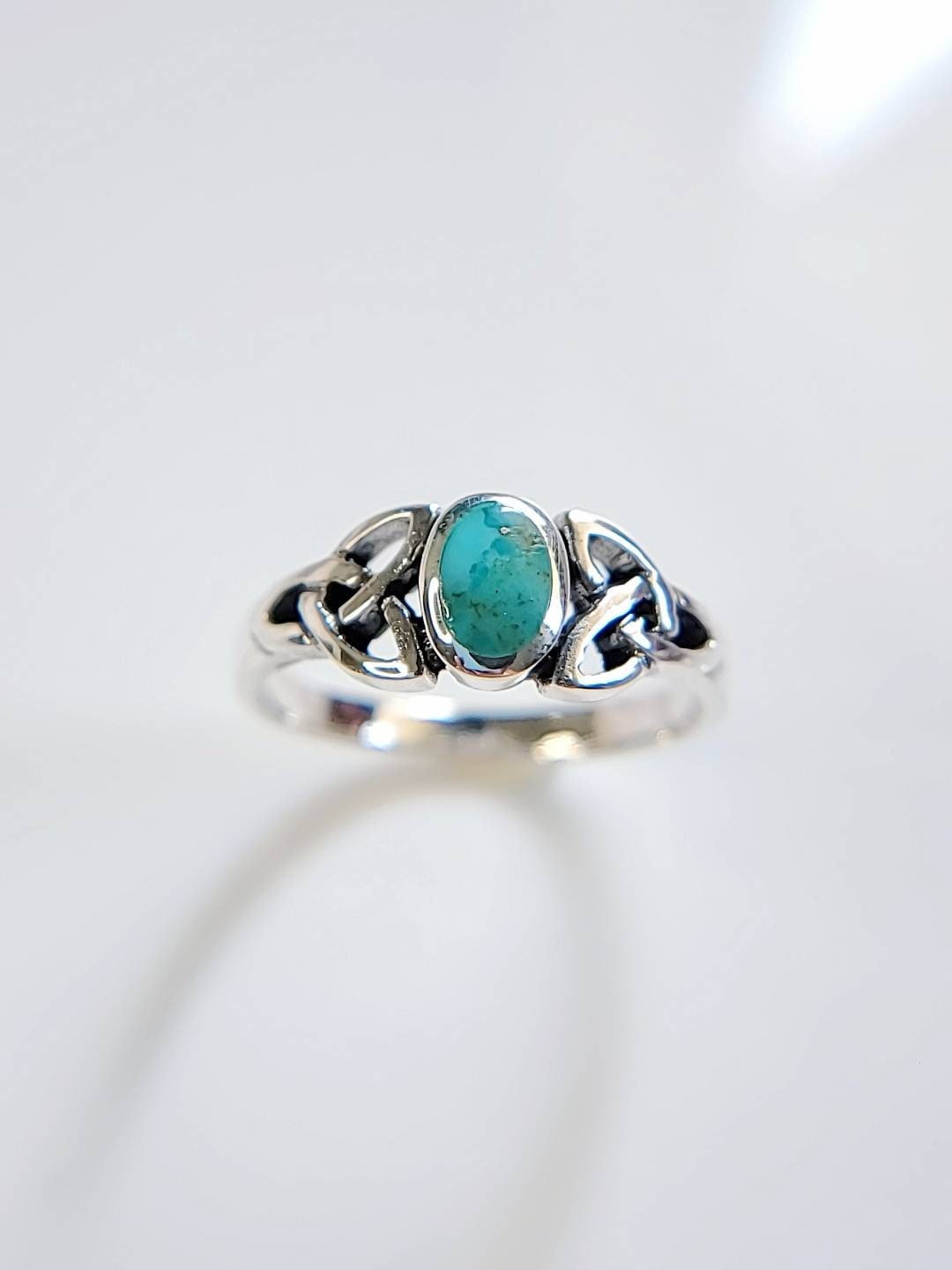 Genuine Turquoise Sterling Silver Celtic Ring - view 6