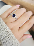 Sterling Silver Halo Sapphire Ring - view 3