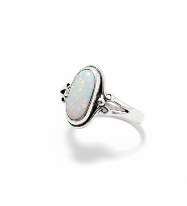 Sterling Silver White Opal Ring - view 7