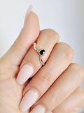 Sterling Silver Dainty Chevron Onyx Ring - view 4