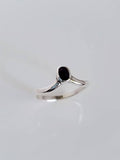 Sterling Silver Dainty Chevron Onyx Ring