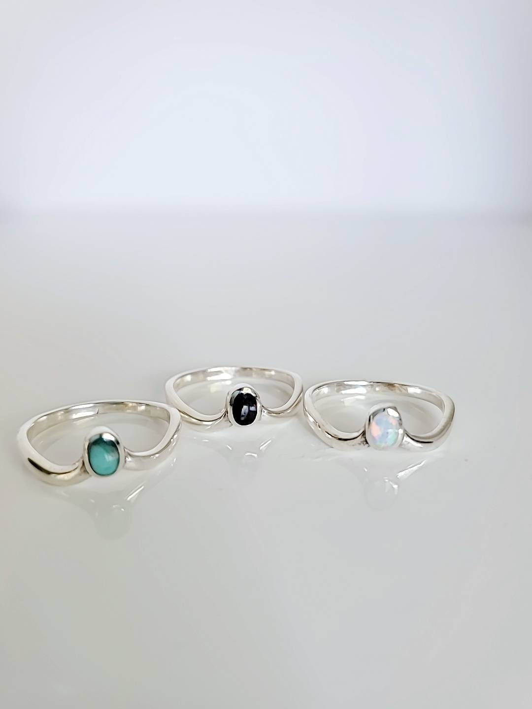 White Opal Chevron V Ring - view 2